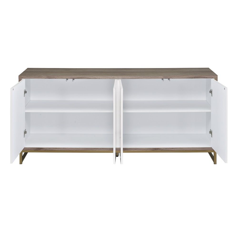 Paavan - Console Cabinet - White Marble Print Oak & Champagne
