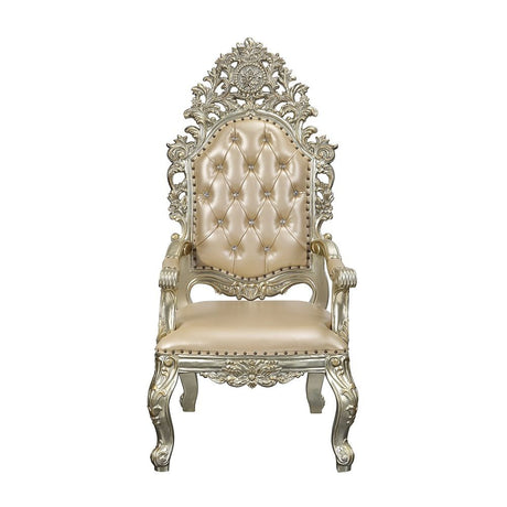 Sorina - Arm Chair (Set of 2) - Synthetic Leather & Antique Gold