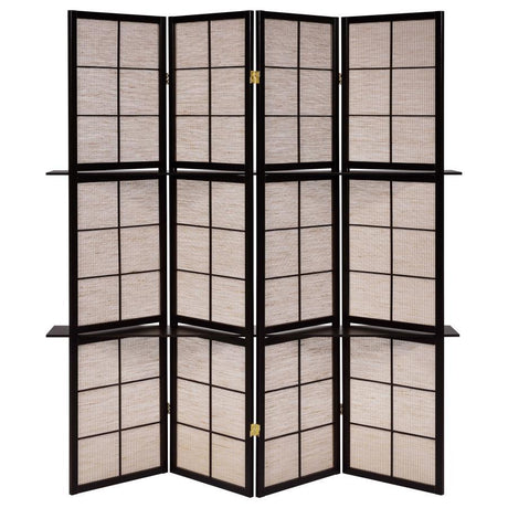 Iggy - 4-Panel Room Divider Folding Shoji Screen - Cappuccino