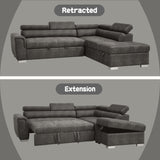 Thelma - Sectional Sofa With Pull-Out Bed - Gray Polished Microfiber