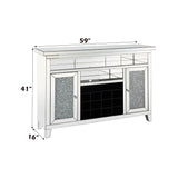 Noralie - 41" Wine Cabinet With LED - Mirrored & Faux Diamonds