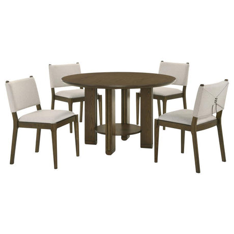 Ottowa - 5-Piece Round Wood Dining Room Table Set - Brown