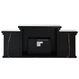 Noralie - Fireplace With LED - Mirrored & Faux Diamonds