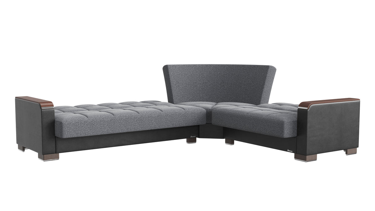 Ottomanson Armada X - Upholstered Convertible Wood Trimmed Sectional With Storage