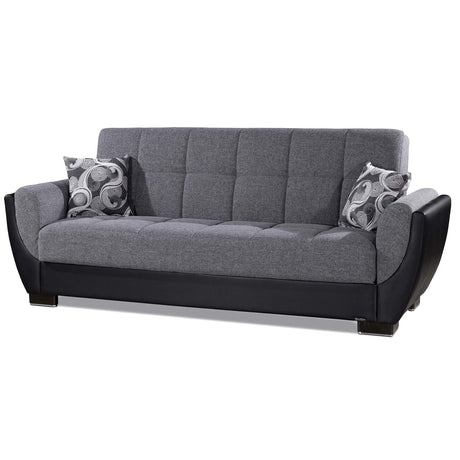 Ottomanson Armada Air - Upholstered Convertible Sofabed With Storage - Gray/Black PU Polyester
