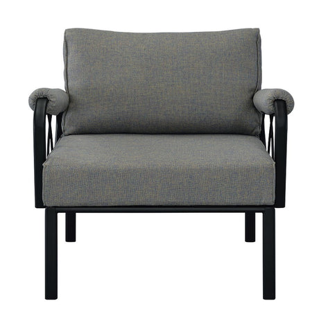 Rajni - Patio Arm Chair - Gray Fabric & Black