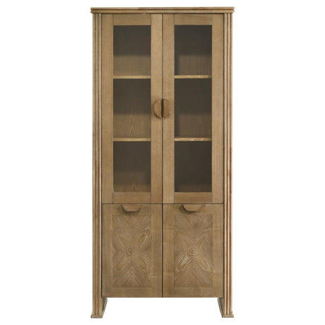 Adina - 77" Tall Display Cabinet - Distressed Light Brown