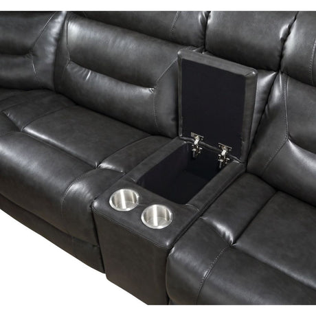 Imogen - Power Motion Sectional Sofa With USB - Gray Leather-Aire