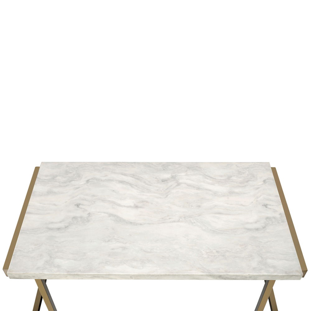 Boice II - Coffee Table - Faux Marble Top & Champagne