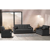 Ottomanson Armada X - Upholstered Convertible Wood Trimmed Loveseat With Storage