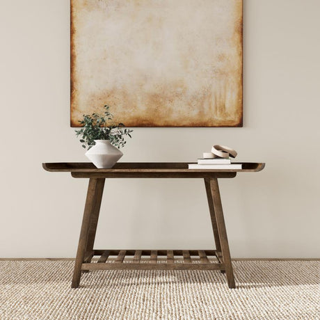 Ornelas - 46" Console Table With Slatted Shelf - Mango Brown
