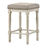 Tasnim - Counter Height Stool (Set of 2) - Tan Fabric & Antique White