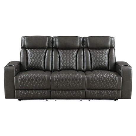 Taddeo - Power Motion Sofa With Power Headrest, USB, Wireless Charger, LED & Reading Light - Dark Gray