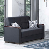 Ottomanson Armada X - Upholstered Convertible Wood Trimmed Loveseat With Storage - Polyester