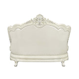 Adara - Loveseat With 5 Pillows - Pearl White Synthetic Leather & Antique White