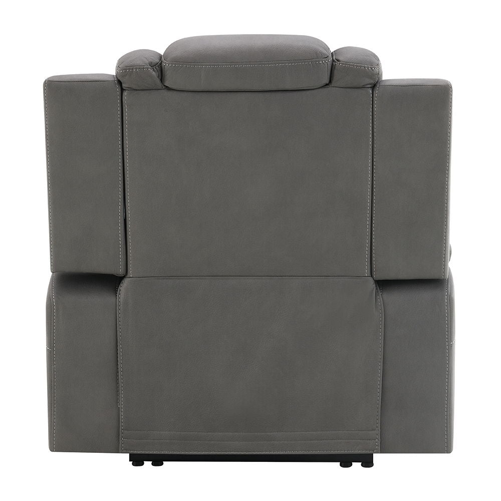 Leuco - Power Motion Recliner With Cup Holder, Control, LED & Power Headrest - Gray