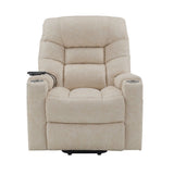 Nairi - Power Recliner With Lift, Heating & Massage - Ivory Polished Microfiber