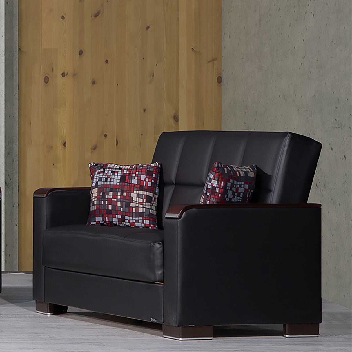 Ottomanson Armada X - Upholstered Convertible Wood Trimmed Loveseat With Storage