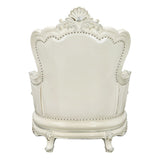 Adara - Chair With 2 Pillows - Pearl White Synthetic Leather & Antique White