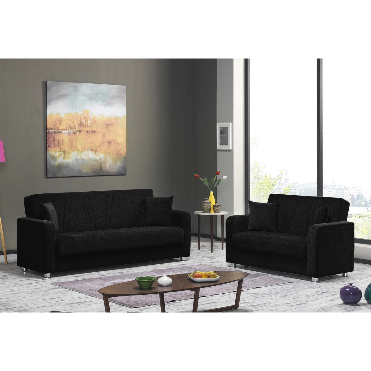 Ottomanson Elegance - Upholstered Convertible Loveseat With Storage