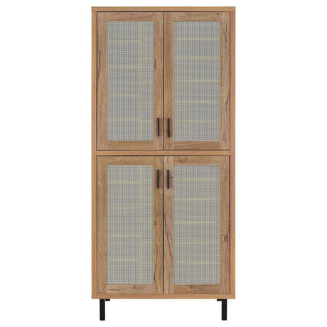 Teller - 80" 4-Door Tall Shoe Storage Cabinet - Natural Oak