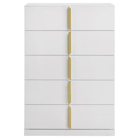Ines - 5-Drawer Bedroom Chest Of Drawers - White High Gloss
