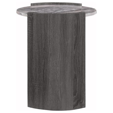 Gladstone - Round Faux Marble Top End Table - Distressed Gray