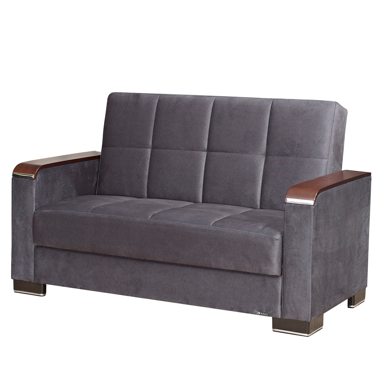 Ottomanson Armada X - Upholstered Convertible Wood Trimmed Loveseat With Storage - Microfiber