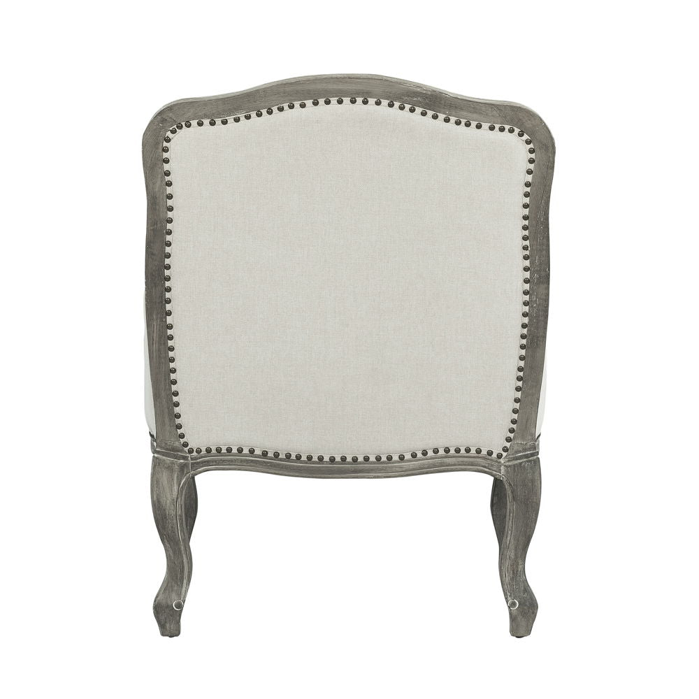 Tania - Chair With Pillow - Cream Linen & Gray