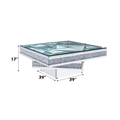 Noralie - Coffee Table - Mirrored & Faux Diamonds - 17"