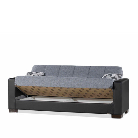 Ottomanson Armada - Upholstered Convertible Sofabed With Storage - Gray/Black PU Polyester