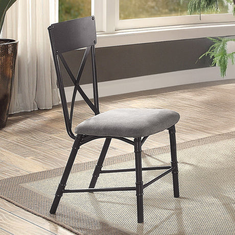 Edina - Side Chair (Set of 2) - Gray Fabric, Oak & Sandy Black