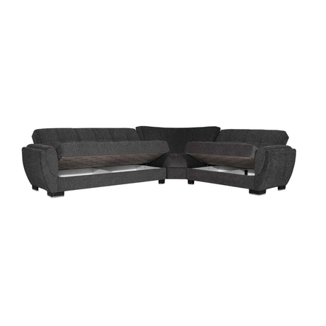 Ottomanson Armada Air - Upholstered Convertible Sectional With Storage - Gray Chenille