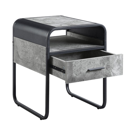 Raziela - 22" End Table - Concrete Gray & Black
