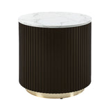 Clayten - End Table - White Natural Marble Top & Espresso