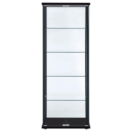 Delphinium - 5-Shelf Clear Glass Curio Display Cabinet - Black