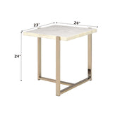 Feit - End Table - Faux Marble Top & Champagne
