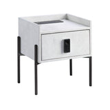 Metis - Nightstand With USB & Electric Lock - Vintage White Top Grain Leather