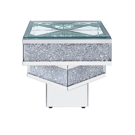 Noralie - 24" X 24" End Table - Mirrored & Faux Diamonds