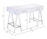 Coleen - Writing Desk With USB - White High Gloss & Chrome