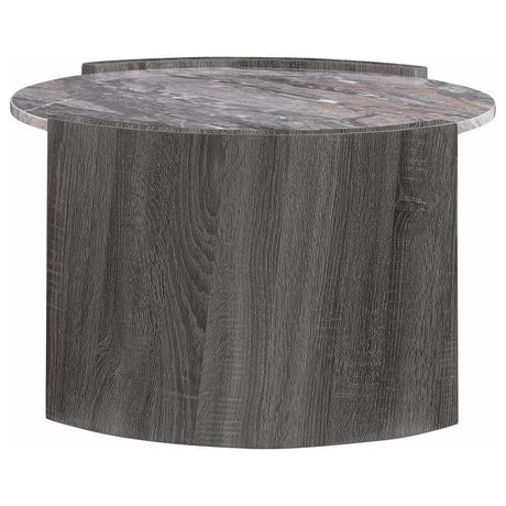 Gladstone - Round Faux Marble Top Coffee Table - Distressed Gray
