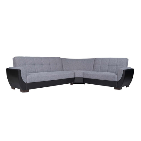 Ottomanson Armada Air - Upholstered Convertible Sectional With Storage - Gray/Black PU Polyester