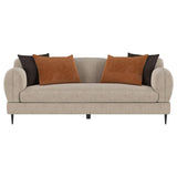 Jade - Chenille Upholstered Sculpted Track Arm Sofa - Latte