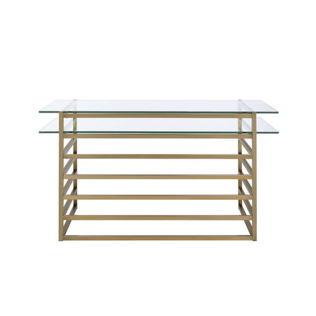 Shona - Writing Desk - Clear Glass Top & Antique Gold
