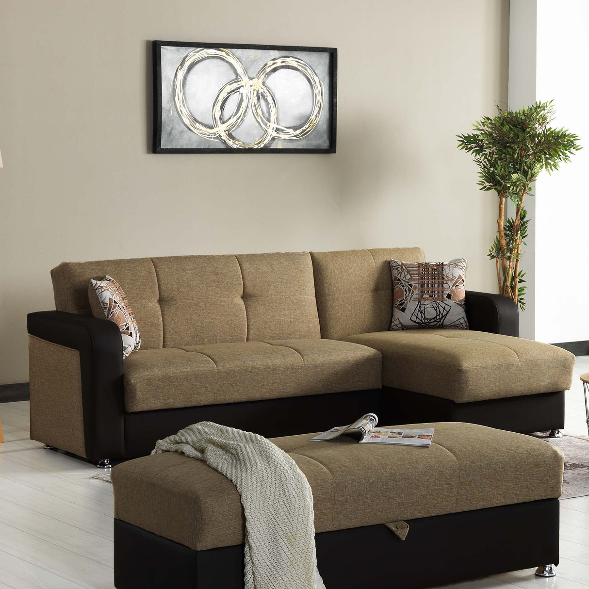 Ottomanson Harmony - Upholstered Convertible Chaise Lounge With Storage