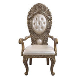 Constantine - Arm Chair (Set of 2) - Synthetic Leather , Brown & Gold