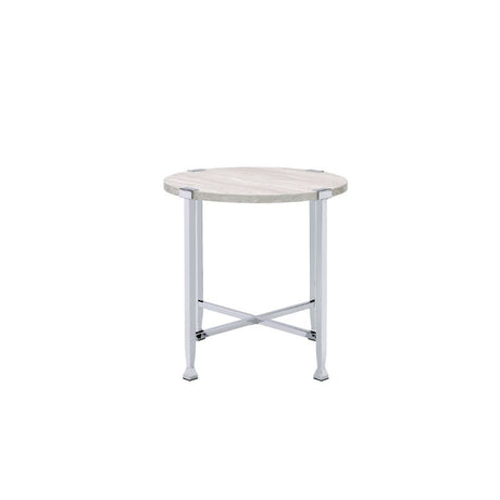 Brecon - End Table - White Oak & Chrome