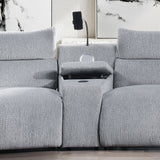 Fullar - Modular Console With Wireless Charger - Light Gary Chenille