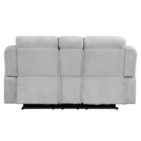 Galya - Motion Loveseat With Console - Light Gray Chenille