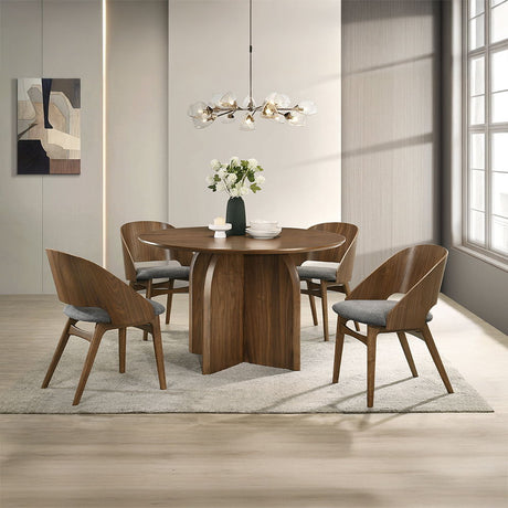 Delmon - Round Dining Table - Dark Walnut